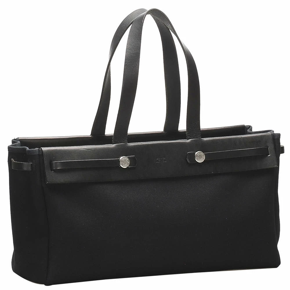 Hermes Black Toile Canvas Herbag Cabas MM Bag For Women 4 Hermes Black Toile Canvas Herbag Cabas MM Bag For Women - Image 2