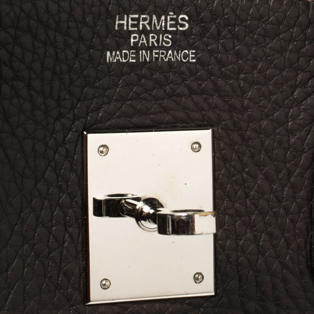 Hermes Cacao Clemence Leather Palladium Hardware Birkin 35 Bag For Women 12 Hermes Cacao Clemence Leather Palladium Hardware Birkin 35 Bag For Women - Image 10