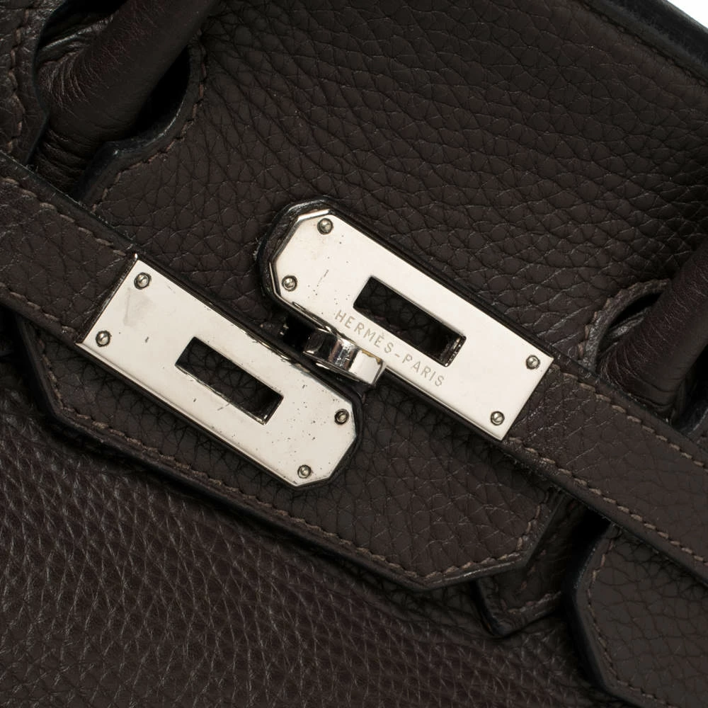 Hermes Cacao Clemence Leather Palladium Hardware Birkin 35 Bag For Women 9 Hermes Cacao Clemence Leather Palladium Hardware Birkin 35 Bag For Women - Image 7