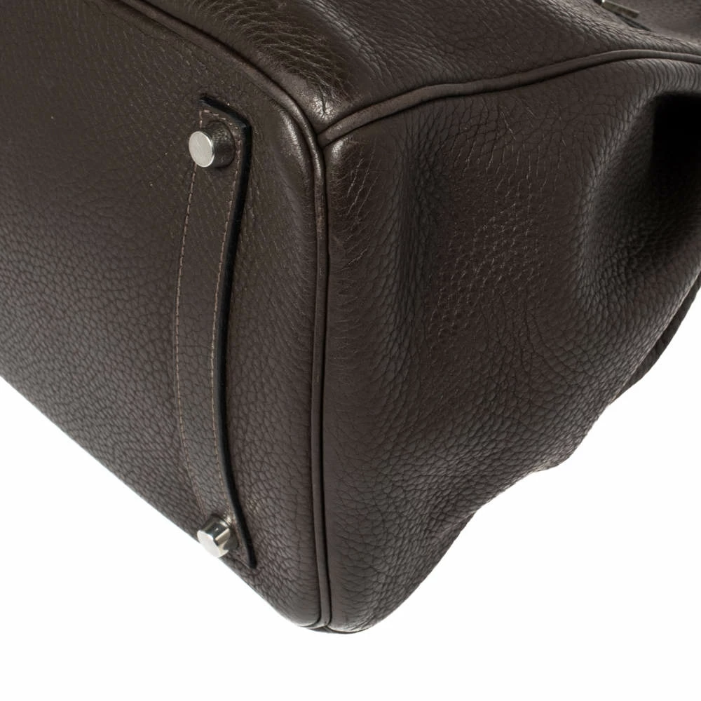 Hermes Cacao Clemence Leather Palladium Hardware Birkin 35 Bag For Women 16 Hermes Cacao Clemence Leather Palladium Hardware Birkin 35 Bag For Women - Image 14