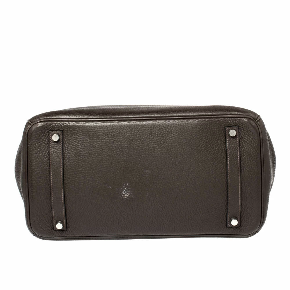 Hermes Cacao Clemence Leather Palladium Hardware Birkin 35 Bag For Women 11 Hermes Cacao Clemence Leather Palladium Hardware Birkin 35 Bag For Women - Image 9