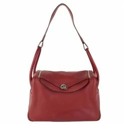 Hermes Red Clemence Leather Lindy 34 Bag For Women