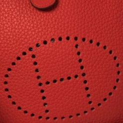 Hermes Rouge Tomate Clemence Leather Evelyne TPM Bag For Women -Deals Hermes Store luxury women hermes used handbags p384381 007