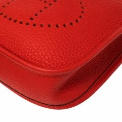 Hermes Rouge Tomate Clemence Leather Evelyne TPM Bag For Women -Deals Hermes Store luxury women hermes used handbags p384381 008