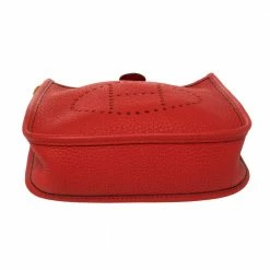 Hermes Rouge Tomate Clemence Leather Evelyne TPM Bag For Women -Deals Hermes Store luxury women hermes used handbags p384381 010