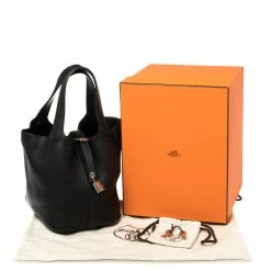 Hermes Black Togo Leather Picotin Lock PM Bag For Women -Deals Hermes Store luxury women hermes used handbags p384387 003