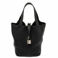 Hermes Black Togo Leather Picotin Lock PM Bag For Women