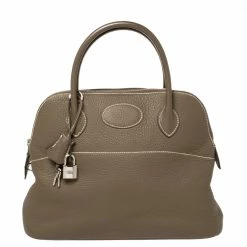 Hermes Taupe Grey Taurillon Clemence Leather Bolide 31 Bag For Women