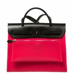 Hermes Extreme Rose/Khaki Canvas And Leather Herbag Zip 31 Bag For Women -Deals Hermes Store luxury women hermes used handbags p384905 006