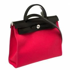 Hermes Extreme Rose/Khaki Canvas And Leather Herbag Zip 31 Bag For Women -Deals Hermes Store luxury women hermes used handbags p384905 008