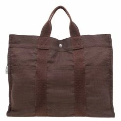 Hermes Brown Canvas Herline Tote MM For Women