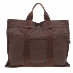Hermes Brown Canvas Herline Tote MM For Women -Deals Hermes Store luxury women hermes used handbags p38564 004