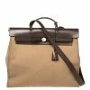Hermes Etoupe/Ebene Canvas And Leather Herbag Zip 39 Bag For Women -Deals Hermes Store luxury women hermes used handbags p386100 013