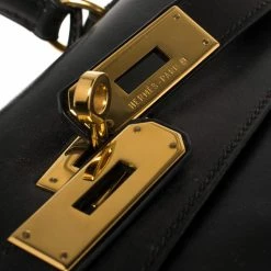Hermes Black Box Calf Leather Gold Hardware Kelly Retourne 28 Bag For Women -Deals Hermes Store luxury women hermes used handbags p387198 008