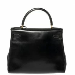 Hermes Black Box Calf Leather Gold Hardware Kelly Retourne 28 Bag For Women -Deals Hermes Store luxury women hermes used handbags p387198 012