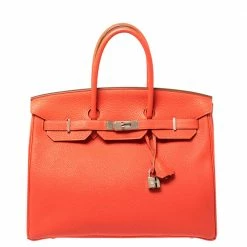 Hermes Rouge Pivoine Togo Leather Palladium Hardware Birkin 35 Bag For Women