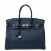 Hermes Blue Sapphire Clemence Leather Palladium Hardware Birkin 35 Bag For Women -Deals Hermes Store luxury women hermes used handbags p387208 002
