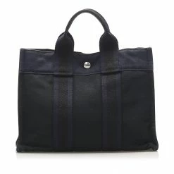 Hermes Black Canvas Fourre Tout PM Bag For Women -Deals Hermes Store luxury women hermes used handbags p388975 005