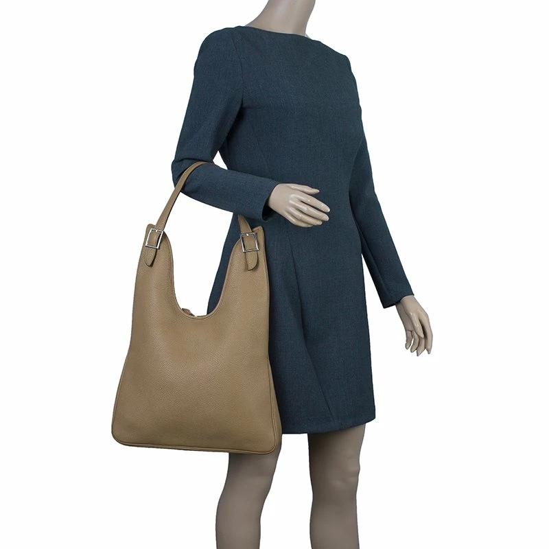 Hermes Beige Clemence Leather Massai Shoulder Bag For Women 4 Hermes Beige Clemence Leather Massai Shoulder Bag For Women - Image 2