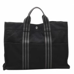 Hermes Black Canvas Fourre Tout GM Tote Bag For Women