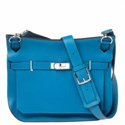 Hermes Blue Zanzibar Togo Leather Palladium Hardware Jypsiere 37 Bag For Women