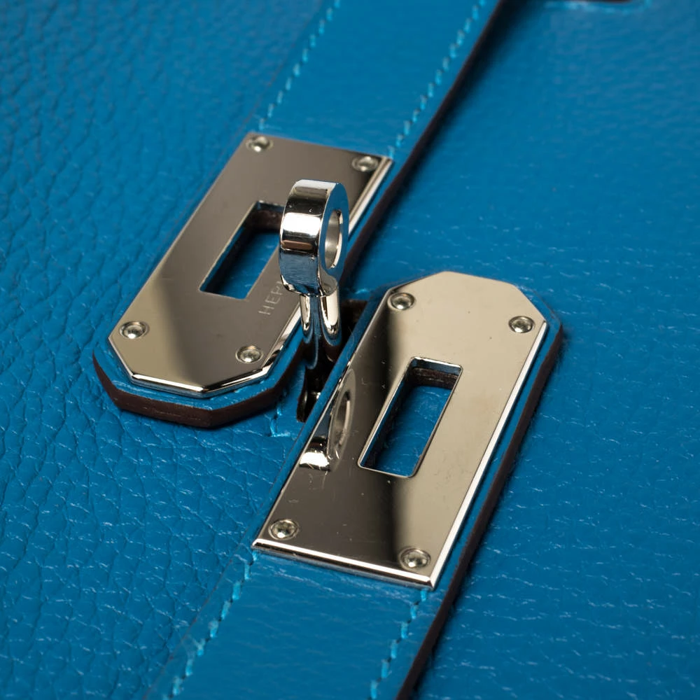 Hermes Blue Zanzibar Togo Leather Palladium Hardware Jypsiere 37 Bag For Women 7 Hermes Blue Zanzibar Togo Leather Palladium Hardware Jypsiere 37 Bag For Women - Image 5