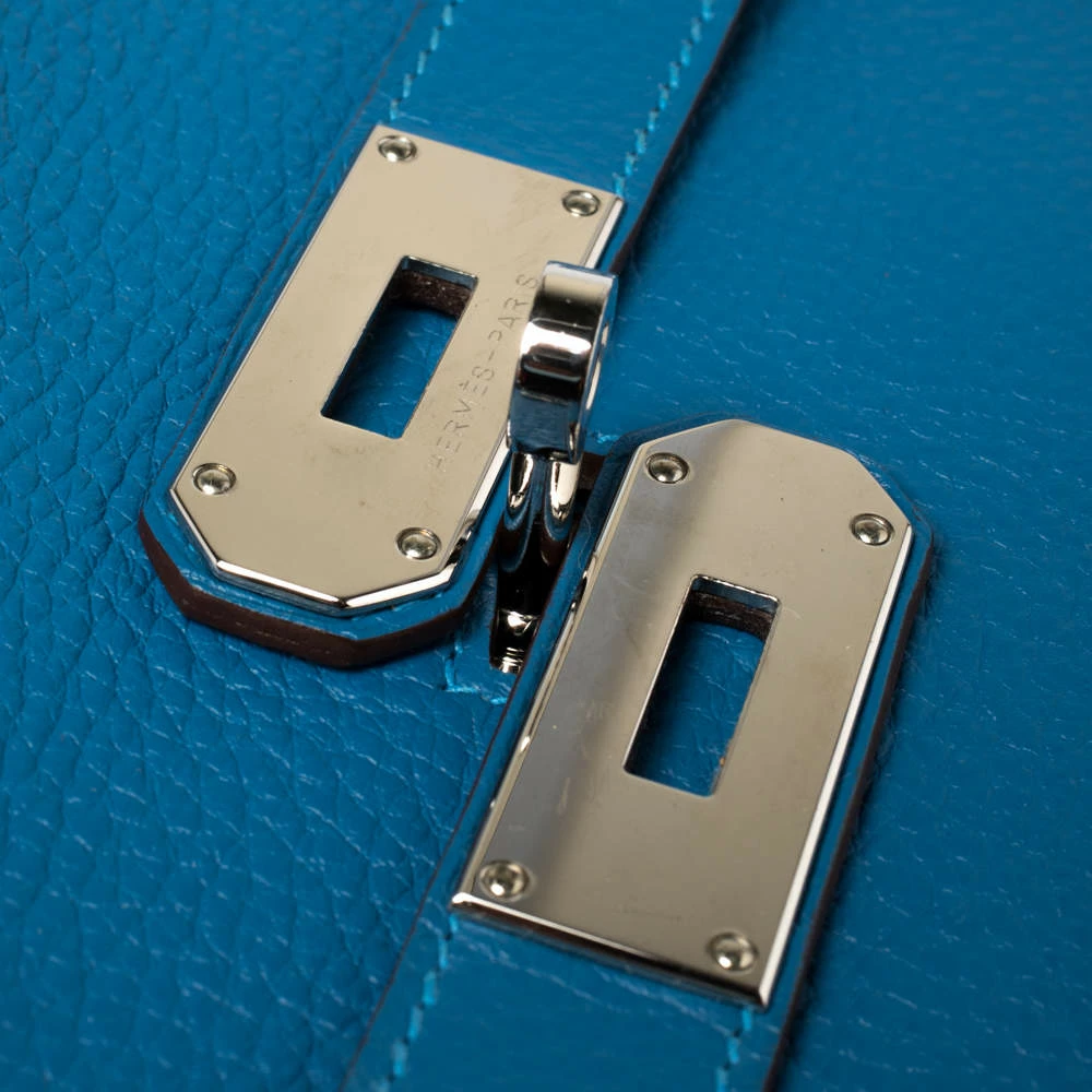 Hermes Blue Zanzibar Togo Leather Palladium Hardware Jypsiere 37 Bag For Women 8 Hermes Blue Zanzibar Togo Leather Palladium Hardware Jypsiere 37 Bag For Women - Image 6