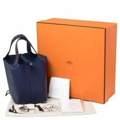 Hermes Bleu Encre/Brique/Black Epsom Leather Picotin Lock Tressage MM Bag For Women -Deals Hermes Store luxury women hermes used handbags p390979 002