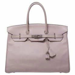 Hermes Rose Dragee Swift Leather Palladium Hardware Birkin 35 Bag For Women