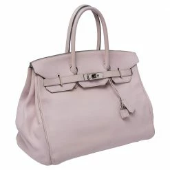 Hermes Rose Dragee Swift Leather Palladium Hardware Birkin 35 Bag For Women -Deals Hermes Store luxury women hermes used handbags p392502 033