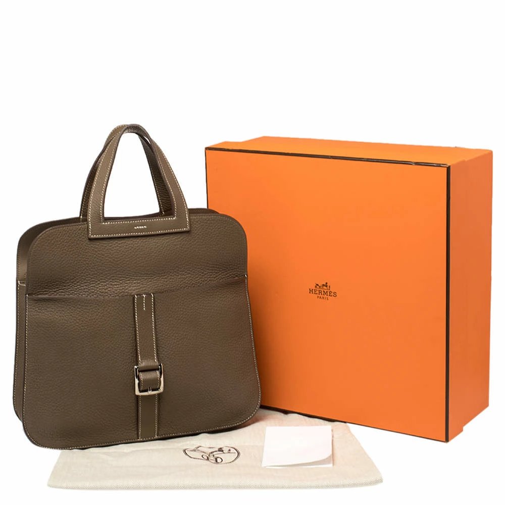 Hermes Etoupe Clemence Leather Halzan 31 Bag For Women 14 Hermes Etoupe Clemence Leather Halzan 31 Bag For Women - Image 12