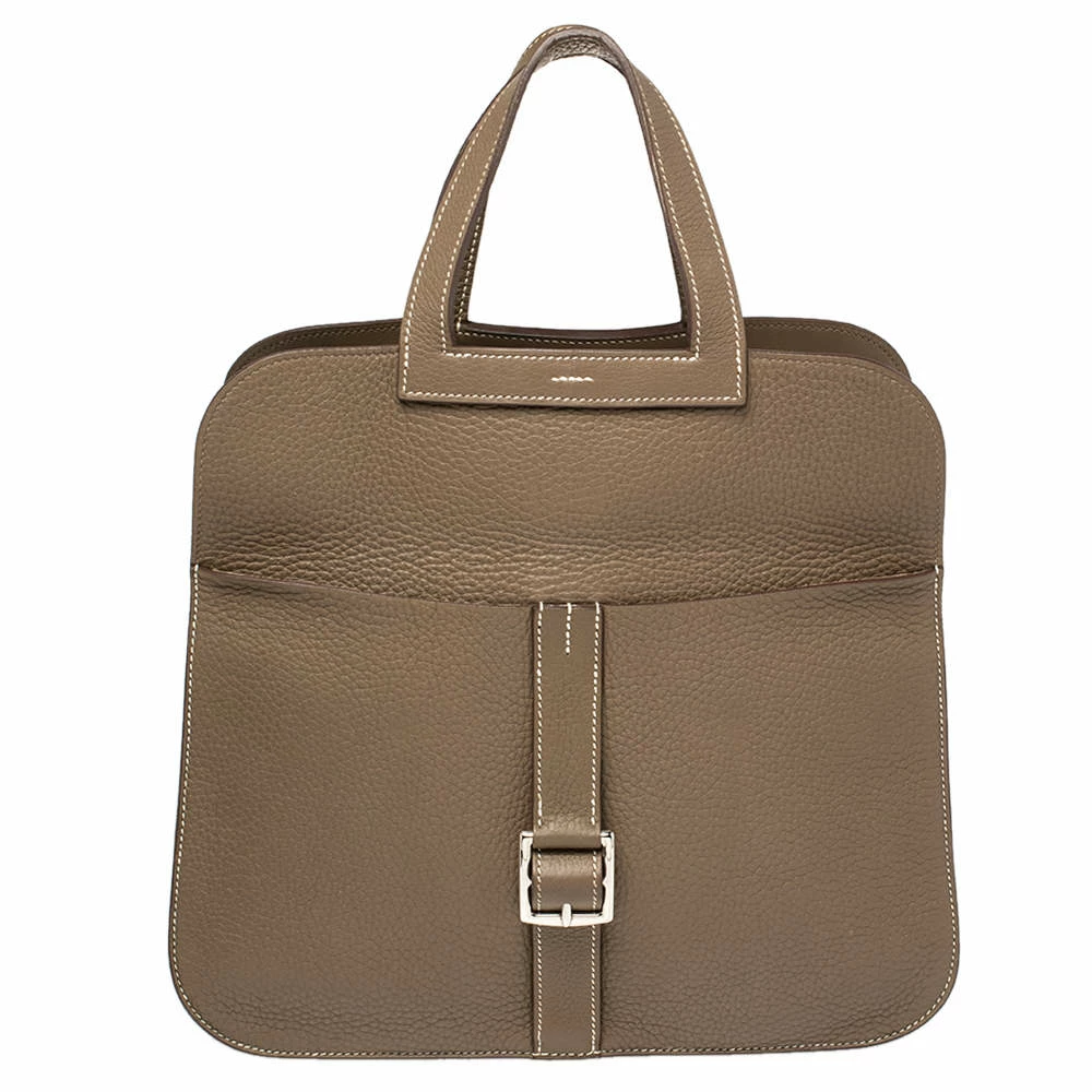 Hermes Etoupe Clemence Leather Halzan 31 Bag For Women 3 Hermes Etoupe Clemence Leather Halzan 31 Bag For Women