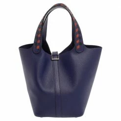 Hermes Bleu Encre/Brique/Black Epsom Leather Picotin Lock Tressage PM Bag For Women -Deals Hermes Store luxury women hermes used handbags p395746 007