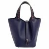 Hermes Bleu Encre/Brique/Black Epsom Leather Picotin Lock Tressage PM Bag For Women