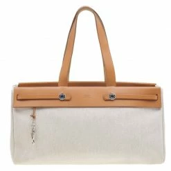HERMES Beige Herbag Cabas GM 2 In 1 Shoulder Bag For Women