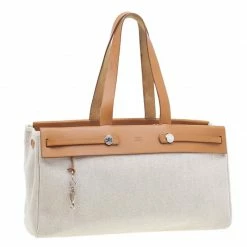 HERMES Beige Herbag Cabas GM 2 In 1 Shoulder Bag For Women -Deals Hermes Store luxury women hermes used handbags p39575 003