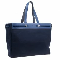 HERMES Navy Blue Herbag Cabas GM 2 In 1 Shoulder Bag For Women -Deals Hermes Store luxury women hermes used handbags p39576 003
