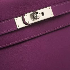Hermes Anemone Evercolor Leather Palladium Hardware Kelly Retourne 28 Bag For Women -Deals Hermes Store luxury women hermes used handbags p398765 003