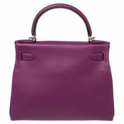 Hermes Anemone Evercolor Leather Palladium Hardware Kelly Retourne 28 Bag For Women -Deals Hermes Store luxury women hermes used handbags p398765 004