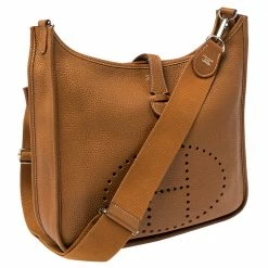 Hermes Gold Togo Leather Evelyne III GM Bag For Women -Deals Hermes Store luxury women hermes used handbags p398813 011