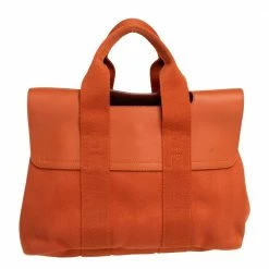 Hermes Orange Canvas And Leather Valparaiso PM Bag For Women -Deals Hermes Store luxury women hermes used handbags p399232 005