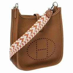 Hermes Gold Clemence Leather Evelyne TPM Bag For Women -Deals Hermes Store luxury women hermes used handbags p402365 002