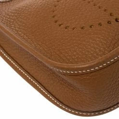 Hermes Gold Clemence Leather Evelyne TPM Bag For Women -Deals Hermes Store luxury women hermes used handbags p402365 005