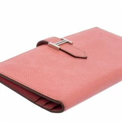 Hermes Rose Confetti Epsom Leather Bearn Classic Wallet For Women -Deals Hermes Store luxury women hermes used handbags p404472 008