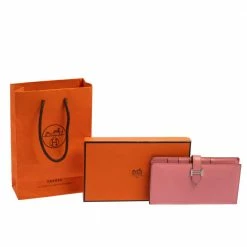 Hermes Rose Confetti Epsom Leather Bearn Classic Wallet For Women -Deals Hermes Store luxury women hermes used handbags p404472 013