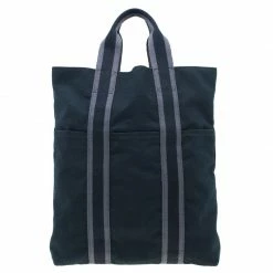 Hermes Black Canvas Fourre-Tout Shopping Bag Tote For Women