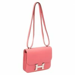 Hermes Hermés Rose Azalee Swift Leather Palladium Hardware Constance 18 Bag For Women -Deals Hermes Store luxury women hermes used handbags p406118 003