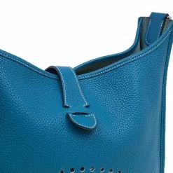 Hermes Blue Clemence Leather Evelyne III GM For Women -Deals Hermes Store luxury women hermes used handbags p40708 006