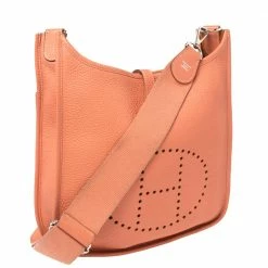 Hermes Rose Tea Taurillon Clemence Leather Evelyne III PM Bag For Women -Deals Hermes Store luxury women hermes used handbags p407680 004