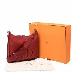 Hermes Rouge Vif Clemence Leather Evelyne III GM Bag For Women -Deals Hermes Store luxury women hermes used handbags p408108 002